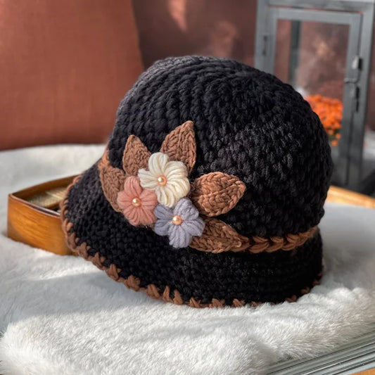 Women's Flowers Knitted Woolen Hat