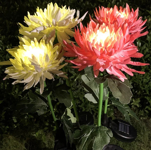 Artificial Chrysanthemum Solar Garden Stake LED